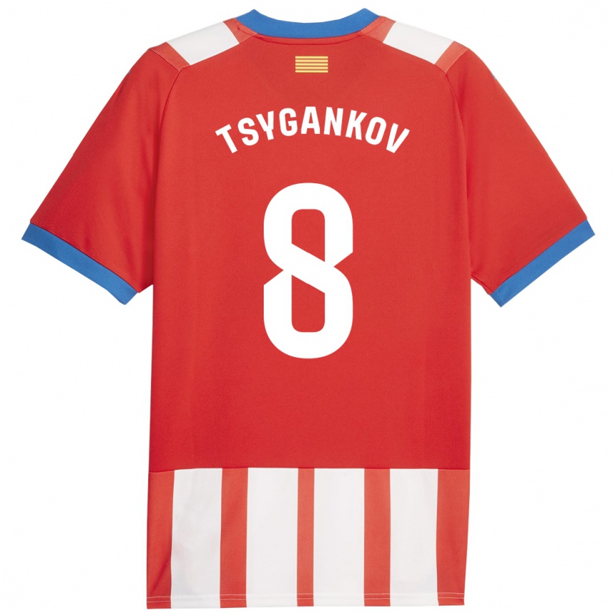 Niño Fútbol Camiseta Viktor Tsygankov #8 Rojo Blanco 1ª Equipación 2023/24 Perú