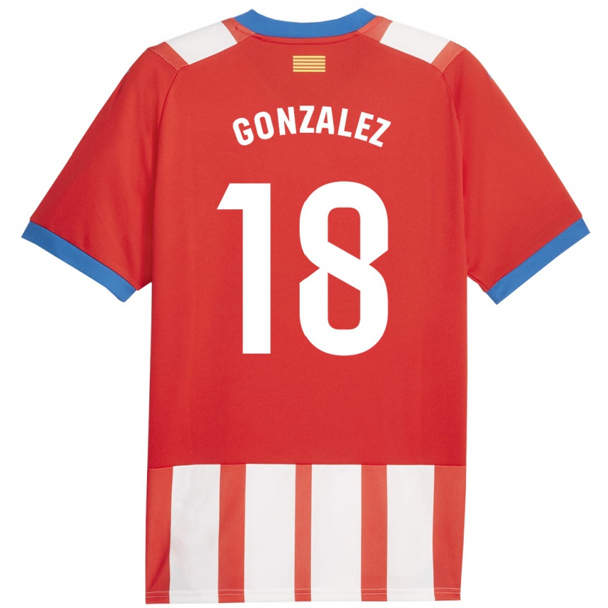 Niño Fútbol Camiseta Gerard Gonzalez #18 Rojo Blanco 1ª Equipación 2023/24 Perú