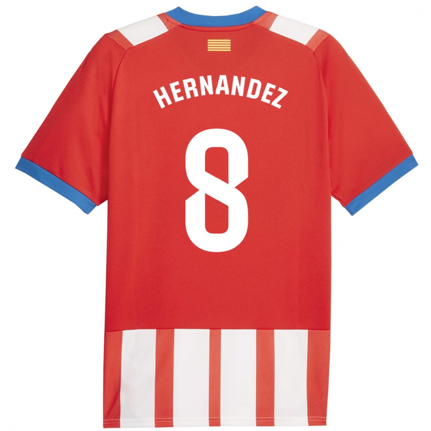 Niño Fútbol Camiseta Sofia Hernández #8 Rojo Blanco 1ª Equipación 2023/24 Perú