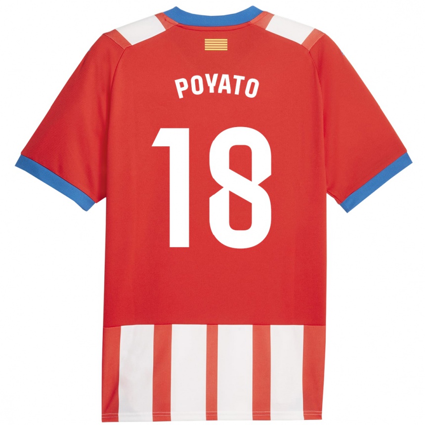 Niño Fútbol Camiseta Marina Poyato #18 Rojo Blanco 1ª Equipación 2023/24 Perú