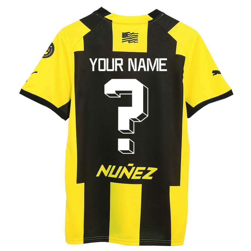 Niño Fútbol Camiseta Su Nombre #0 Amarillo Negro 1ª Equipación 2023/24 Perú