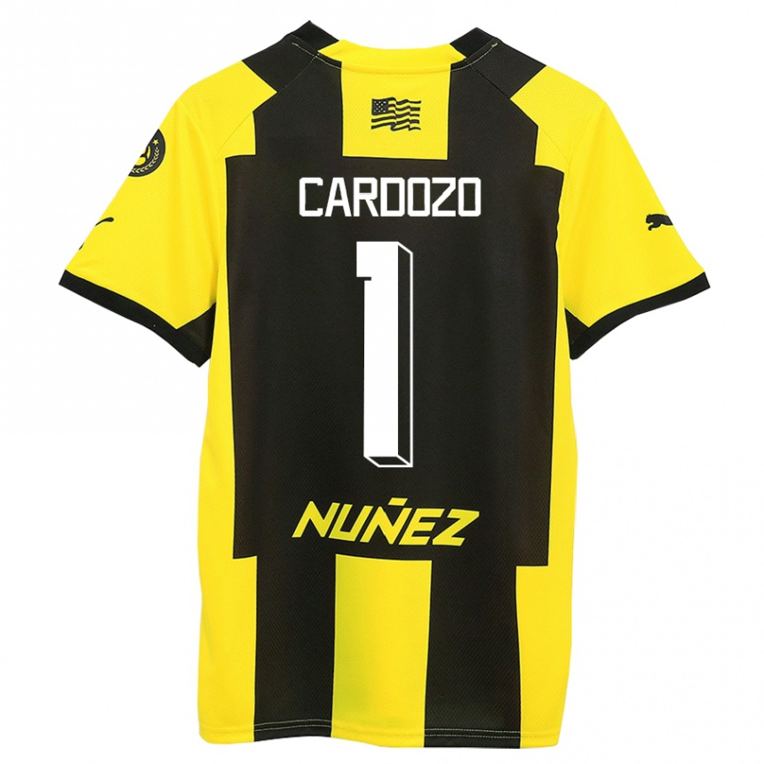 Niño Fútbol Camiseta Thiago Cardozo #1 Amarillo Negro 1ª Equipación 2023/24 Perú