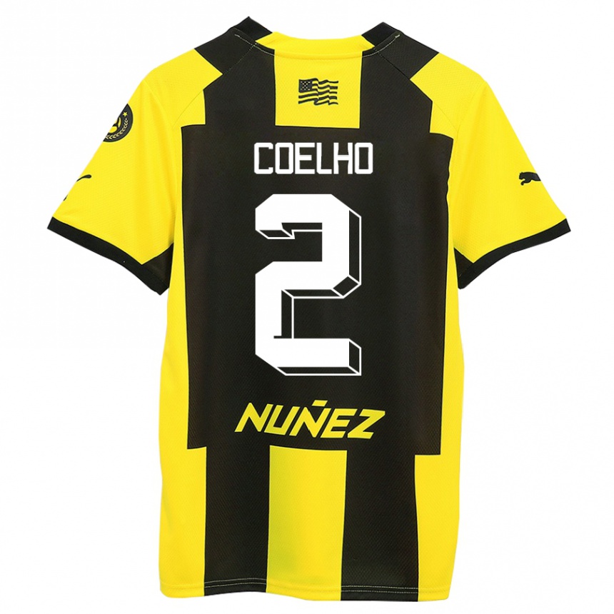 Niño Fútbol Camiseta Léo Coelho #2 Amarillo Negro 1ª Equipación 2023/24 Perú