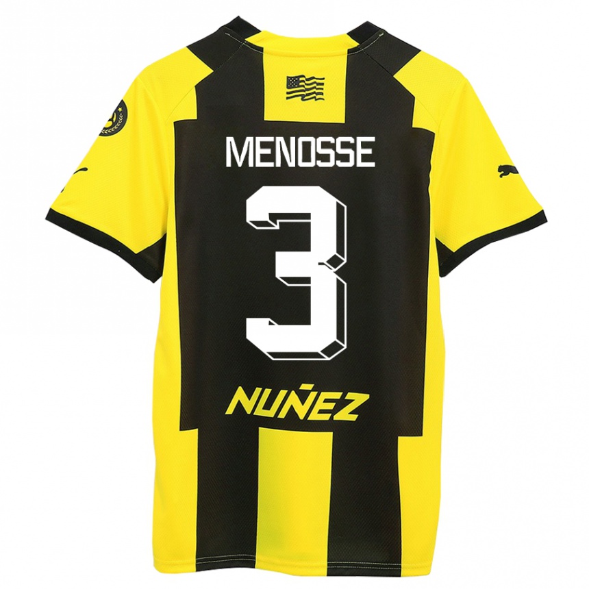 Niño Fútbol Camiseta Hernán Menosse #3 Amarillo Negro 1ª Equipación 2023/24 Perú