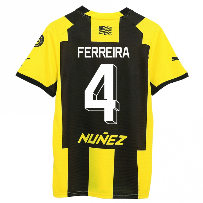 Niño Fútbol Camiseta Joaquín Ferreira #4 Amarillo Negro 1ª Equipación 2023/24 Perú