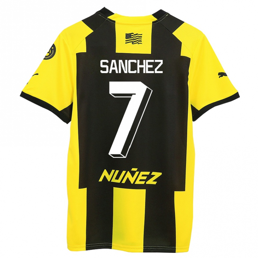 Niño Fútbol Camiseta Carlos Sánchez #7 Amarillo Negro 1ª Equipación 2023/24 Perú