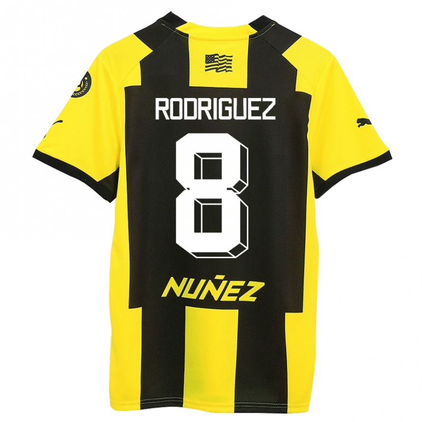 Niño Fútbol Camiseta Sebastián Rodríguez #8 Amarillo Negro 1ª Equipación 2023/24 Perú