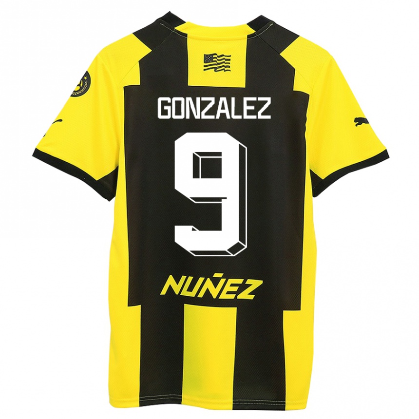 Niño Fútbol Camiseta Franco González #9 Amarillo Negro 1ª Equipación 2023/24 Perú