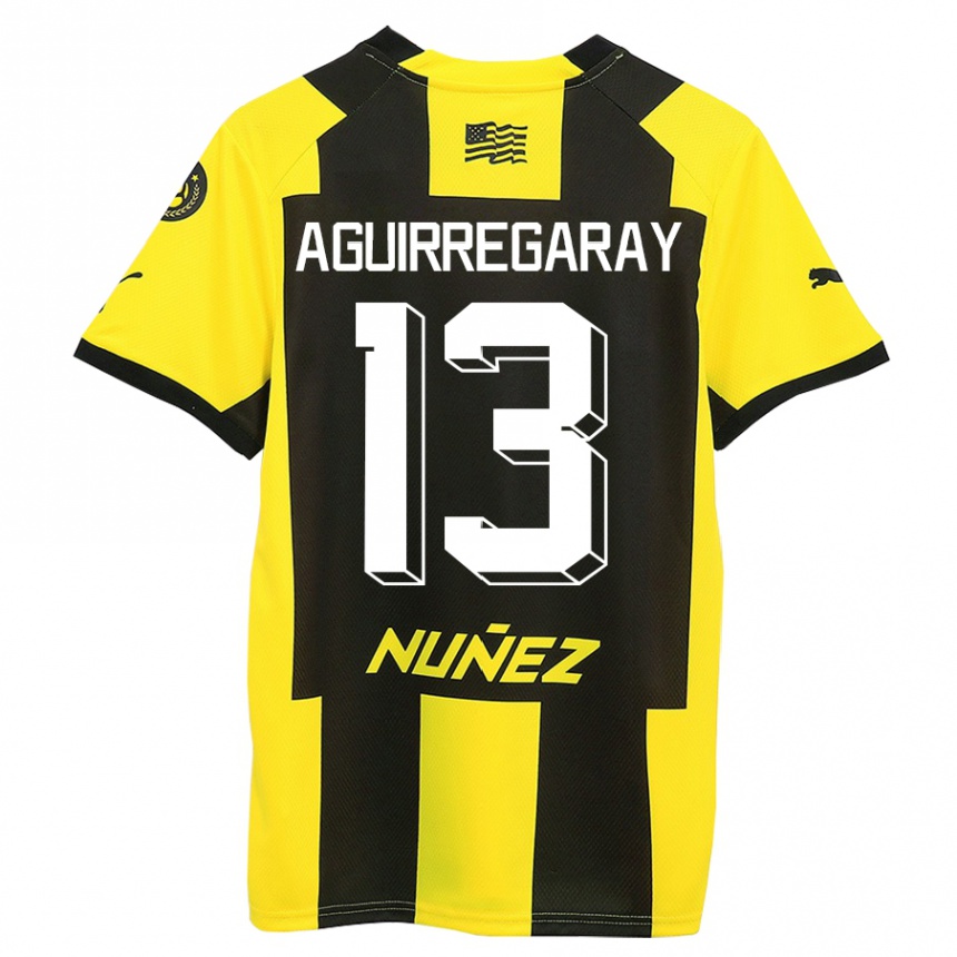 Niño Fútbol Camiseta Matías Aguirregaray #13 Amarillo Negro 1ª Equipación 2023/24 Perú