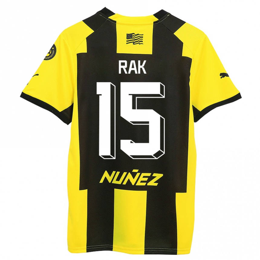 Niño Fútbol Camiseta Yonatthan Rak #15 Amarillo Negro 1ª Equipación 2023/24 Perú