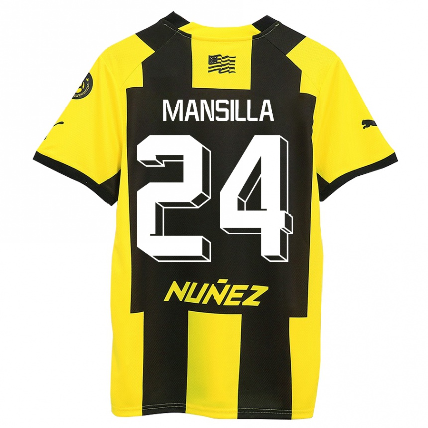 Niño Fútbol Camiseta Brian Mansilla #24 Amarillo Negro 1ª Equipación 2023/24 Perú