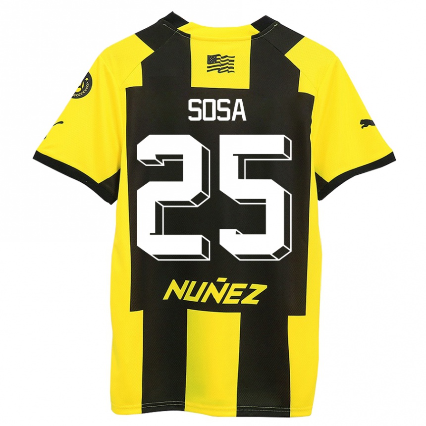 Niño Fútbol Camiseta Ignacio Sosa #25 Amarillo Negro 1ª Equipación 2023/24 Perú