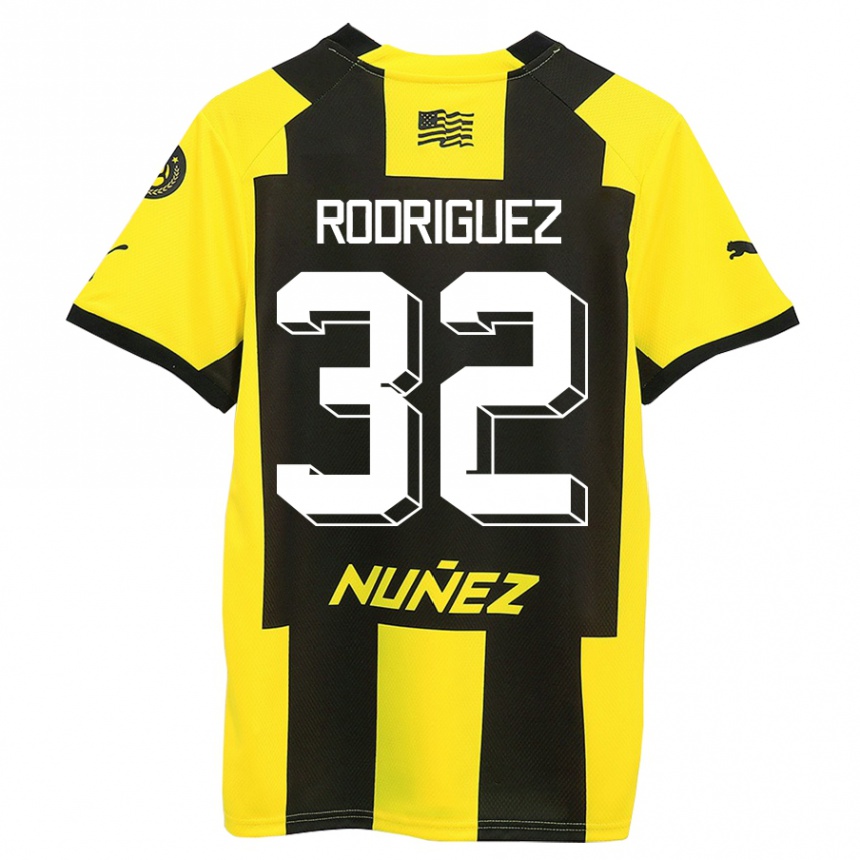 Niño Fútbol Camiseta Randall Rodríguez #32 Amarillo Negro 1ª Equipación 2023/24 Perú