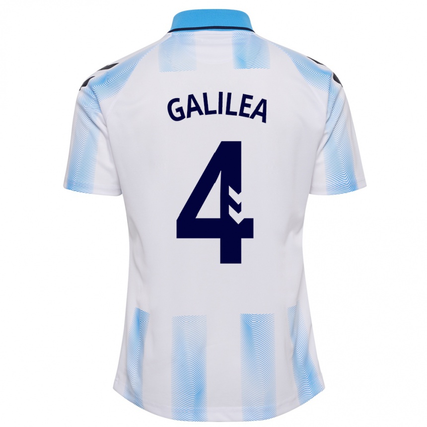 Niño Fútbol Camiseta Einar Galilea #4 Blanco Azul 1ª Equipación 2023/24 Perú