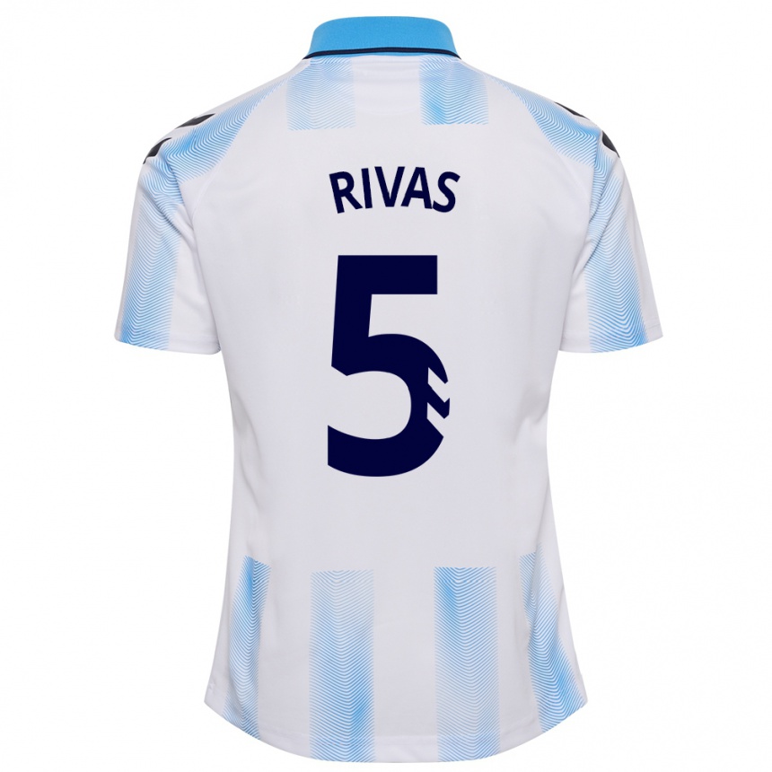 Niño Fútbol Camiseta Juande Rivas #5 Blanco Azul 1ª Equipación 2023/24 Perú