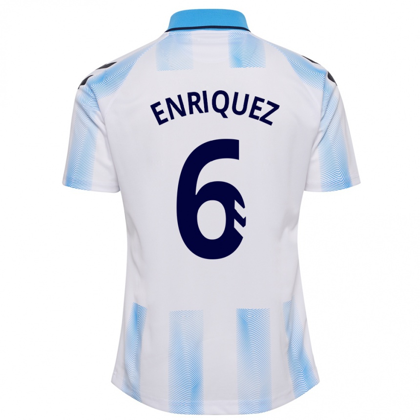 Niño Fútbol Camiseta Ramón Enríquez #6 Blanco Azul 1ª Equipación 2023/24 Perú