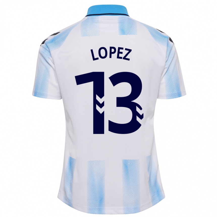 Niño Fútbol Camiseta Carlos López #13 Blanco Azul 1ª Equipación 2023/24 Perú