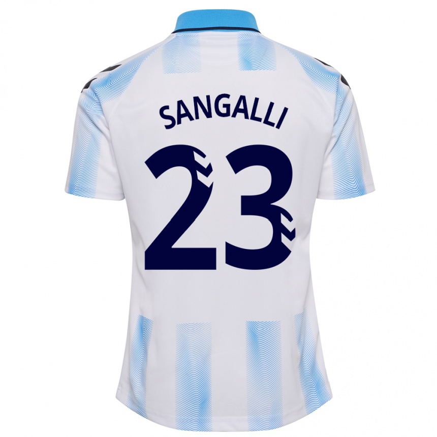 Niño Fútbol Camiseta Luca Sangalli #23 Blanco Azul 1ª Equipación 2023/24 Perú