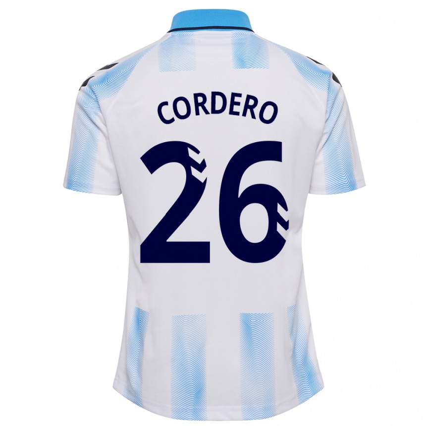 Niño Fútbol Camiseta Antonio Cordero #26 Blanco Azul 1ª Equipación 2023/24 Perú