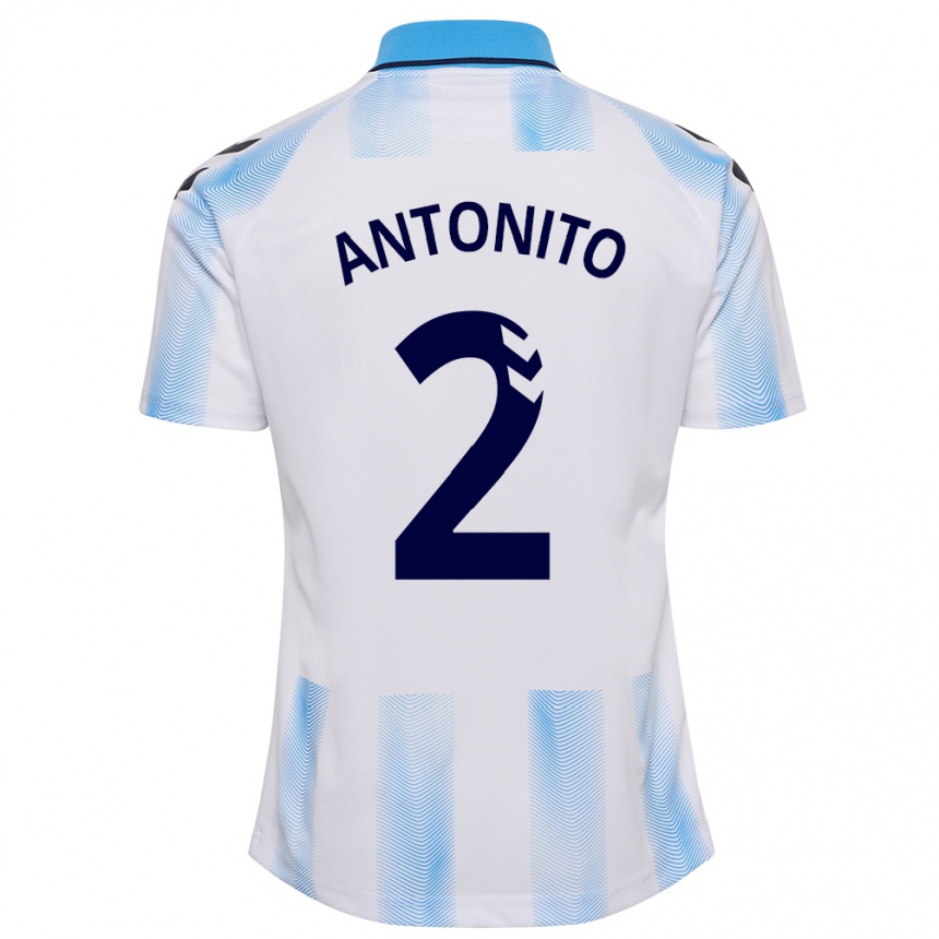 Niño Fútbol Camiseta Antoñito #2 Blanco Azul 1ª Equipación 2023/24 Perú