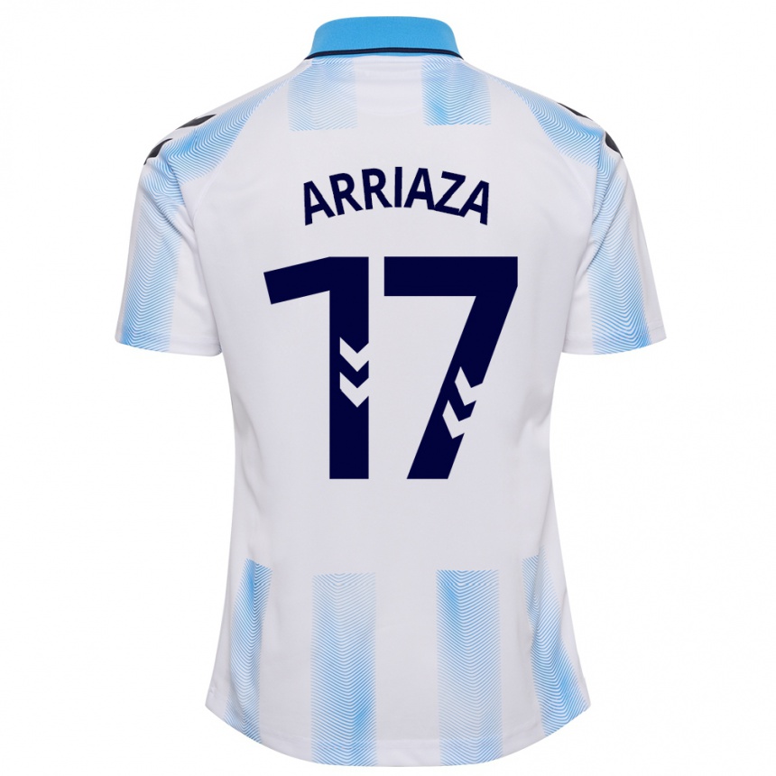 Niño Fútbol Camiseta Pablo Arriaza #17 Blanco Azul 1ª Equipación 2023/24 Perú