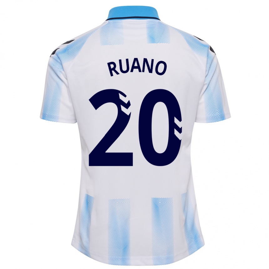 Niño Fútbol Camiseta Celia Ruano #20 Blanco Azul 1ª Equipación 2023/24 Perú