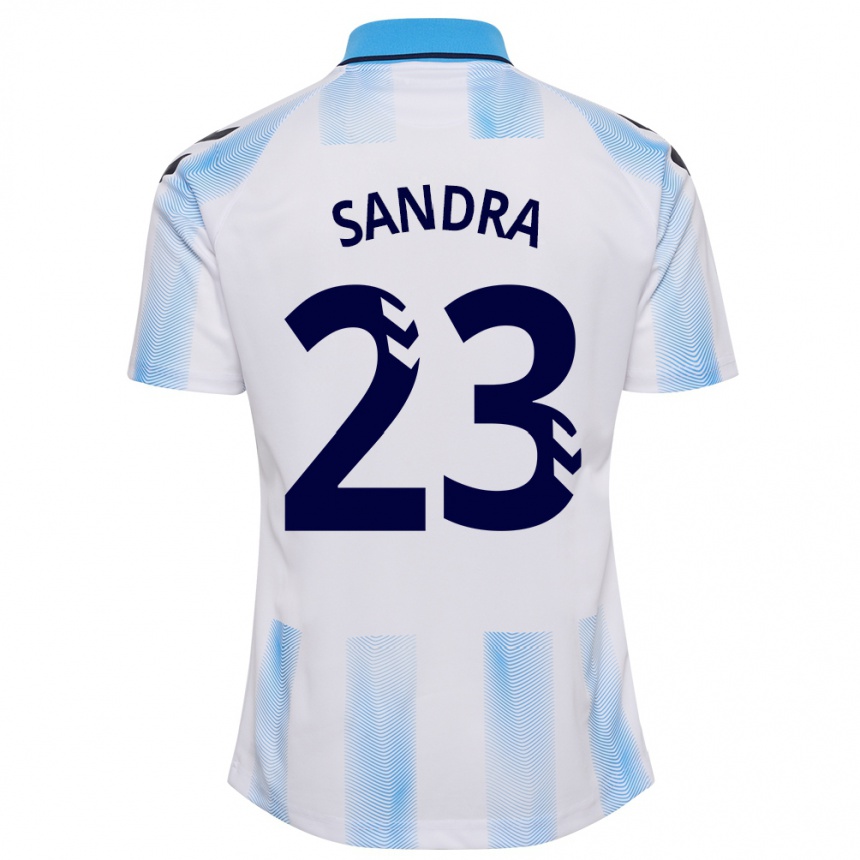 Niño Fútbol Camiseta Sandra #23 Blanco Azul 1ª Equipación 2023/24 Perú