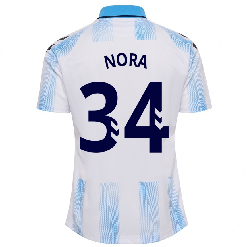 Niño Fútbol Camiseta Nora #34 Blanco Azul 1ª Equipación 2023/24 Perú