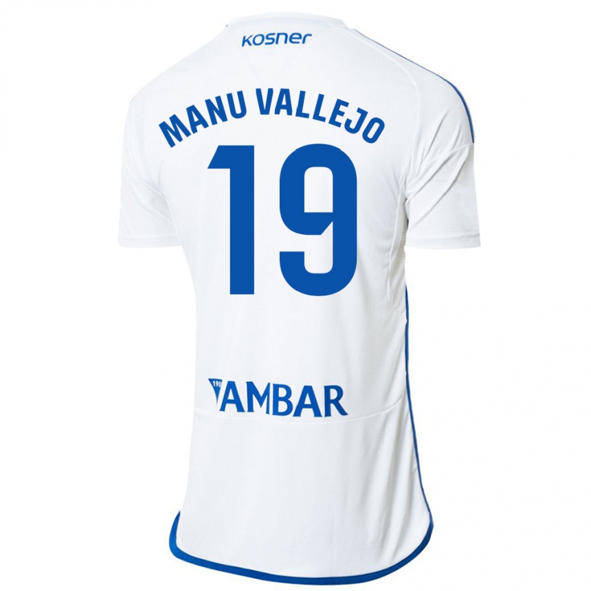 Niño Fútbol Camiseta Manu Vallejo #19 Blanco 1ª Equipación 2023/24 Perú