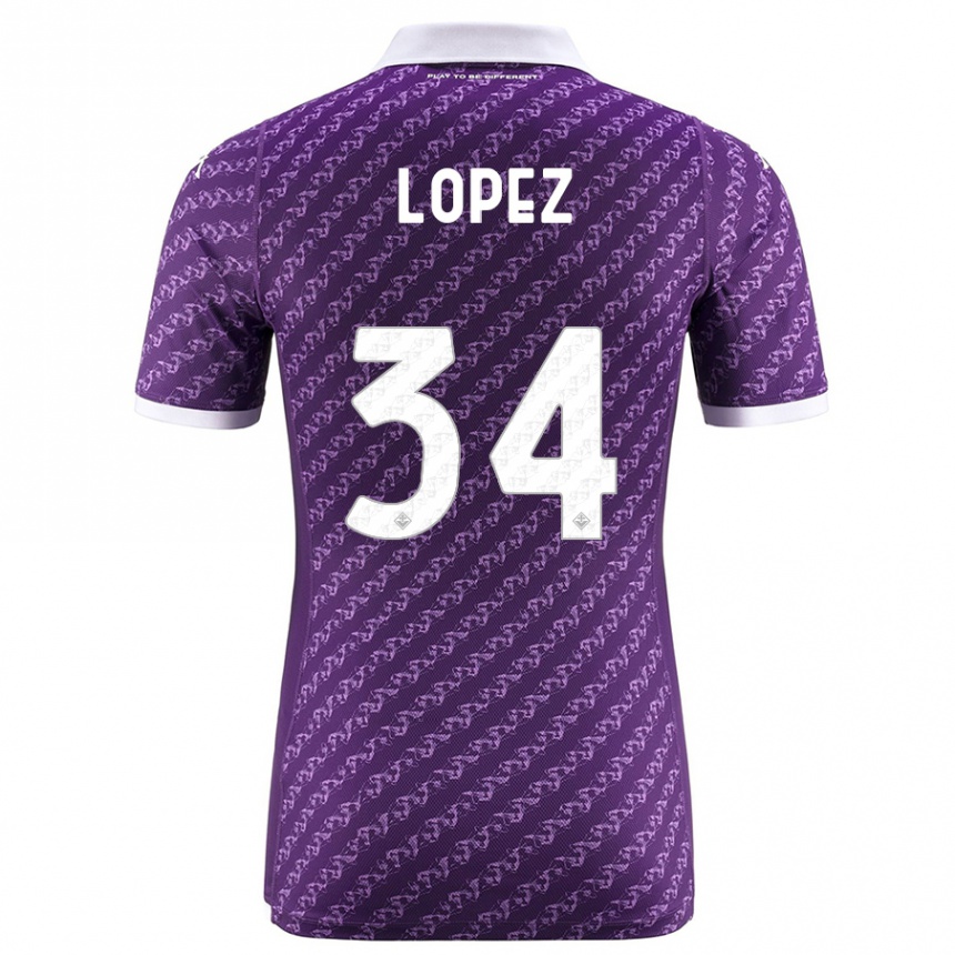 Niño Fútbol Camiseta Lucas López #34 Violeta 1ª Equipación 2023/24 Perú