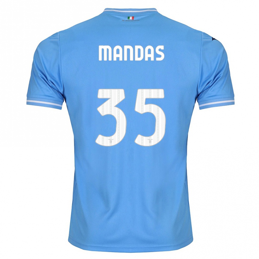 Niño Fútbol Camiseta Christos Mandas #35 Azul 1ª Equipación 2023/24 Perú