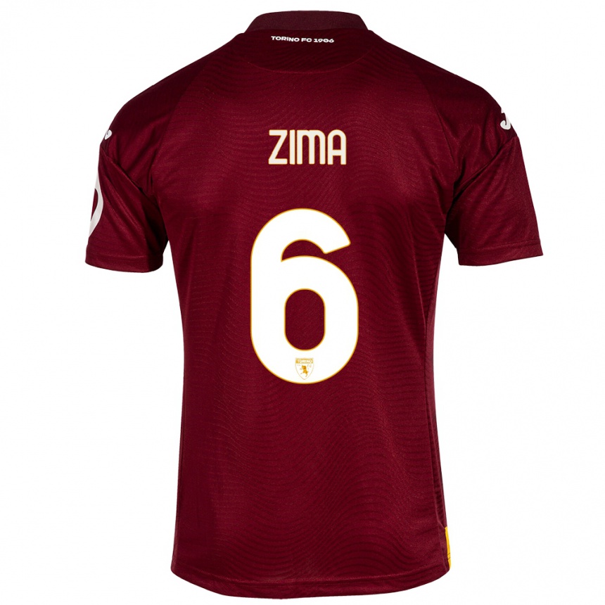 Niño Fútbol Camiseta David Zima #6 Rojo Oscuro 1ª Equipación 2023/24 Perú