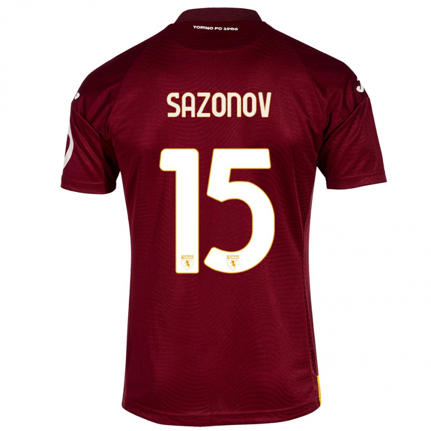 Niño Fútbol Camiseta Saba Sazonov #15 Rojo Oscuro 1ª Equipación 2023/24 Perú