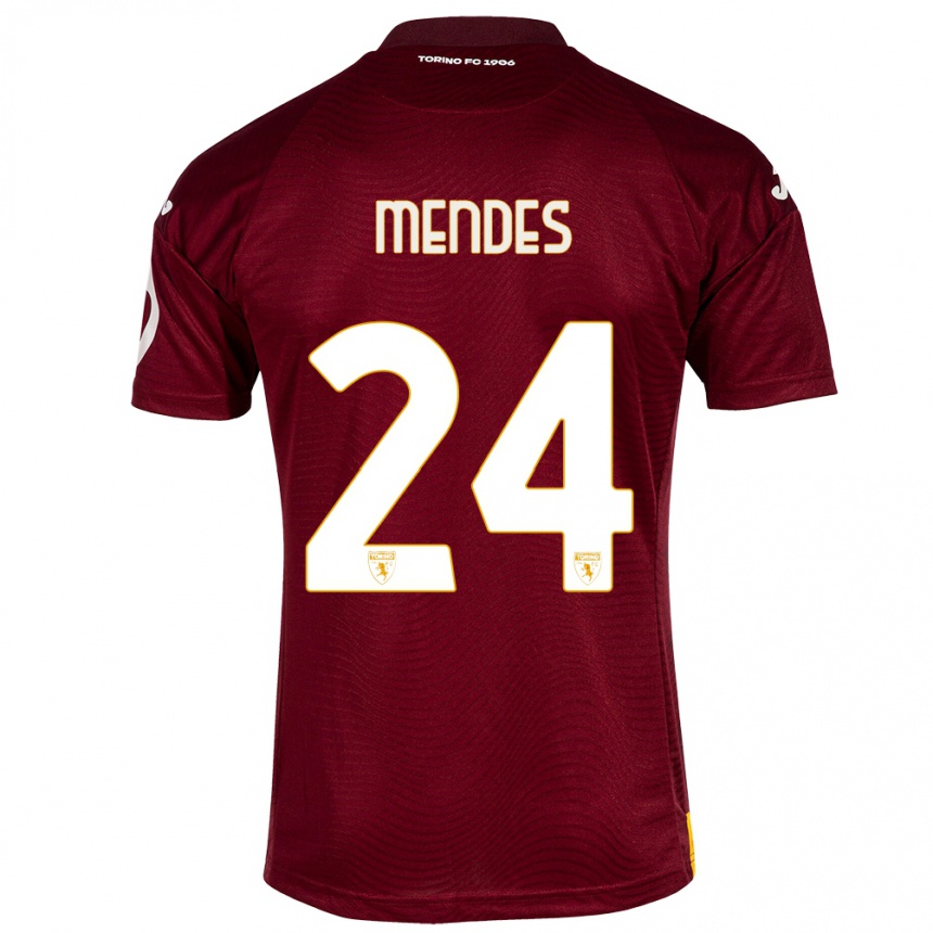 Niño Fútbol Camiseta Rodrigo Mendes #24 Rojo Oscuro 1ª Equipación 2023/24 Perú