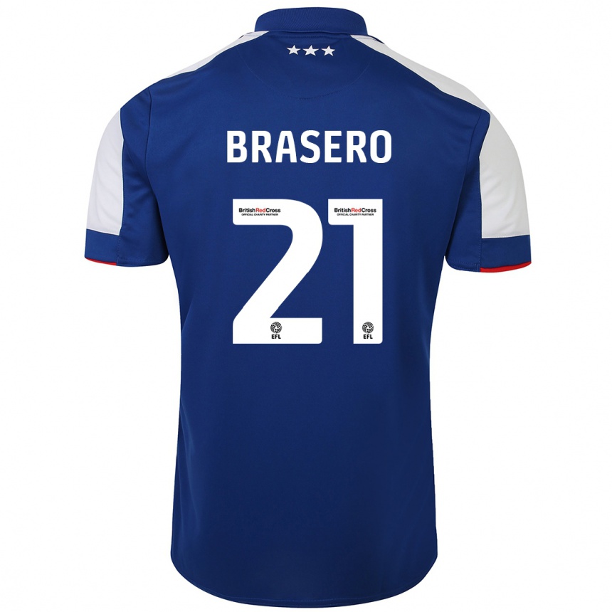 Niño Fútbol Camiseta Sarah Brasero-Carreira #21 Azul 1ª Equipación 2023/24 Perú