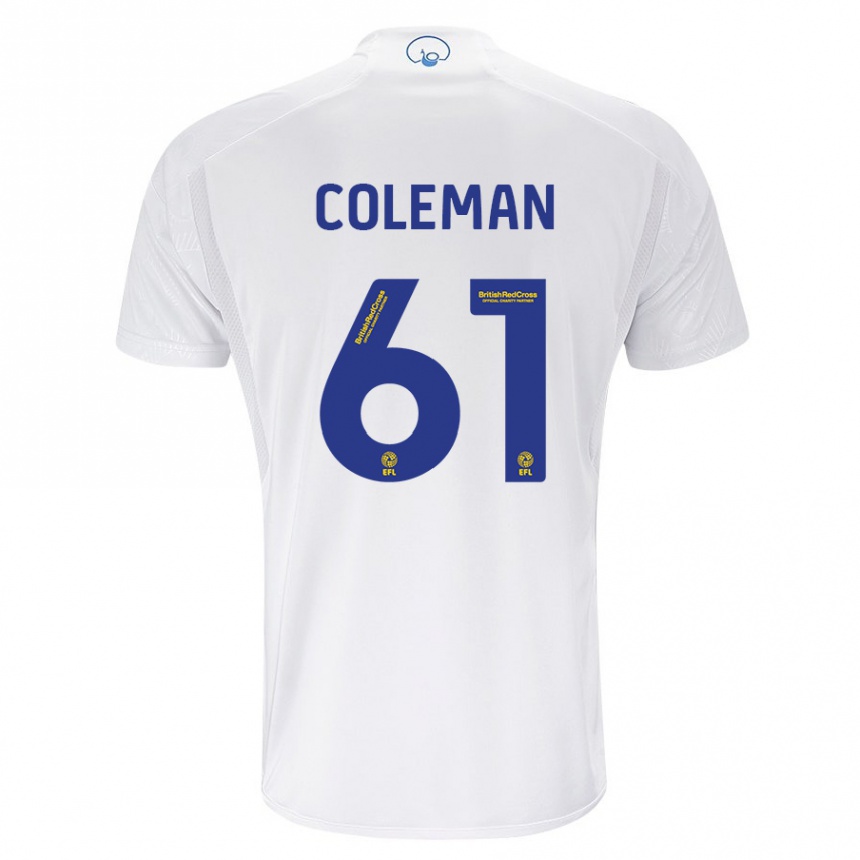 Niño Fútbol Camiseta Cian Coleman #61 Blanco 1ª Equipación 2023/24 Perú