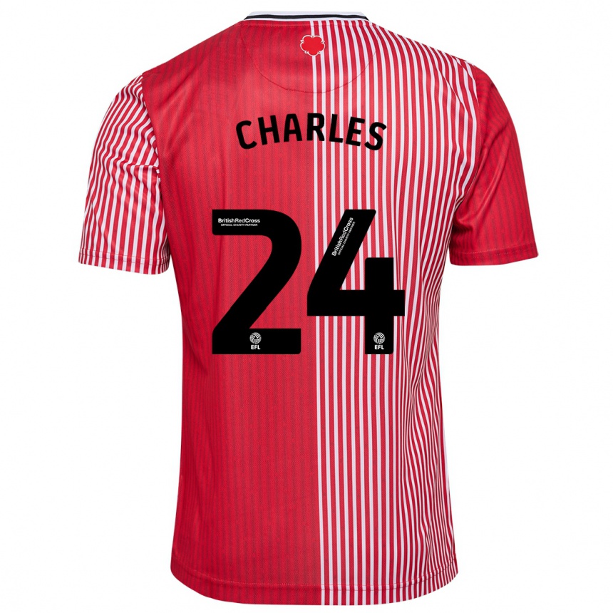 Niño Fútbol Camiseta Shea Charles #24 Rojo 1ª Equipación 2023/24 Perú