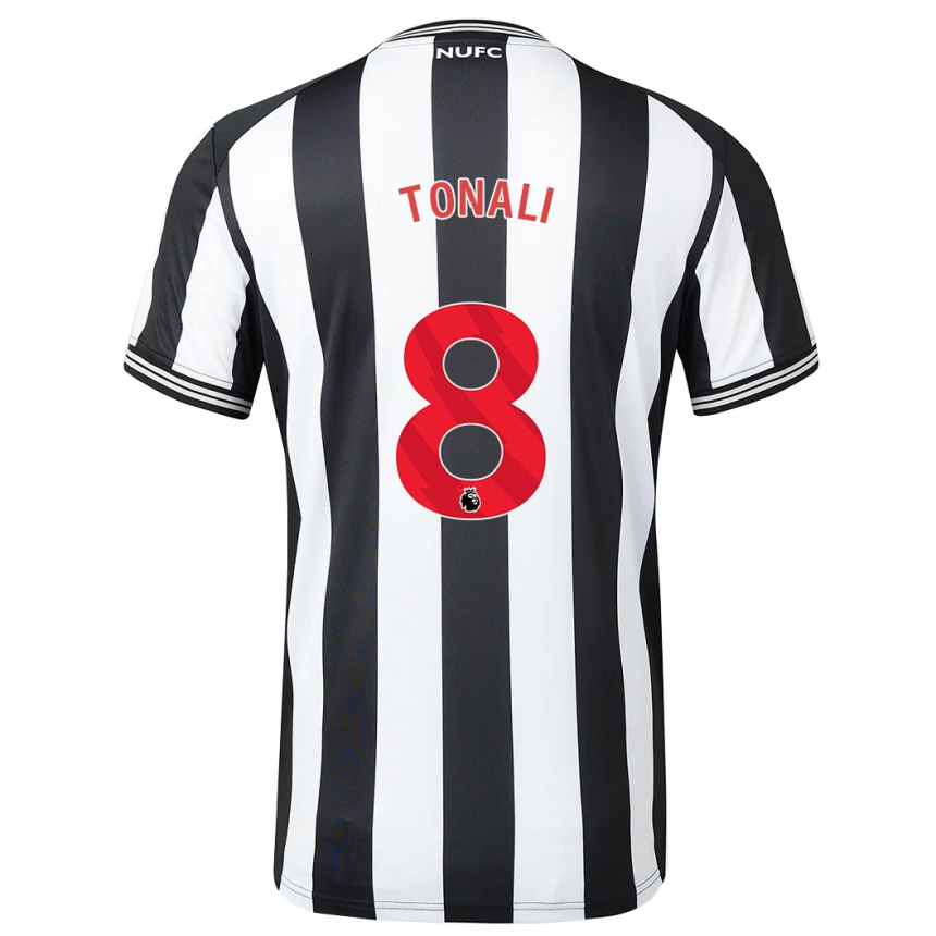 Niño Fútbol Camiseta Sandro Tonali #8 Blanco Negro 1ª Equipación 2023/24 Perú