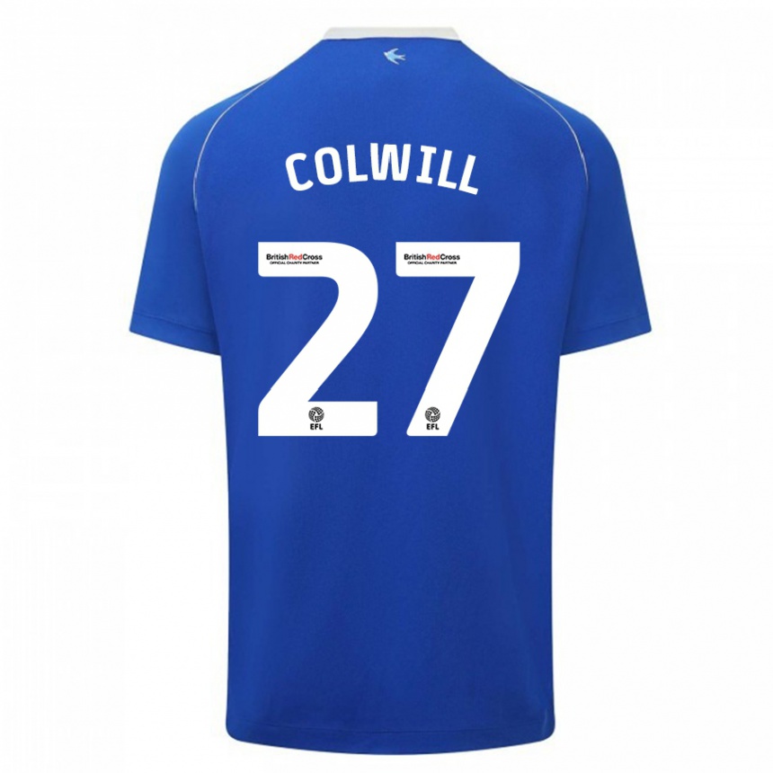 Niño Fútbol Camiseta Rubin Colwill #27 Azul 1ª Equipación 2023/24 Perú