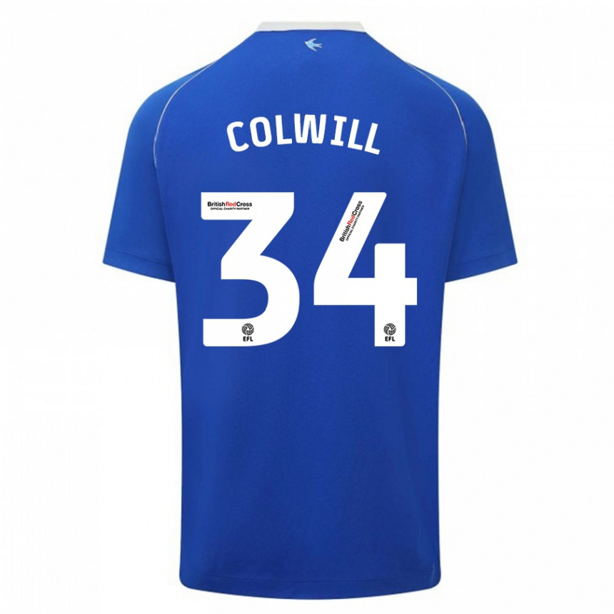 Niño Fútbol Camiseta Joel Colwill #34 Azul 1ª Equipación 2023/24 Perú