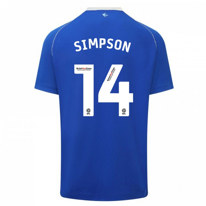 Niño Fútbol Camiseta Jasmine Simpson #14 Azul 1ª Equipación 2023/24 Perú