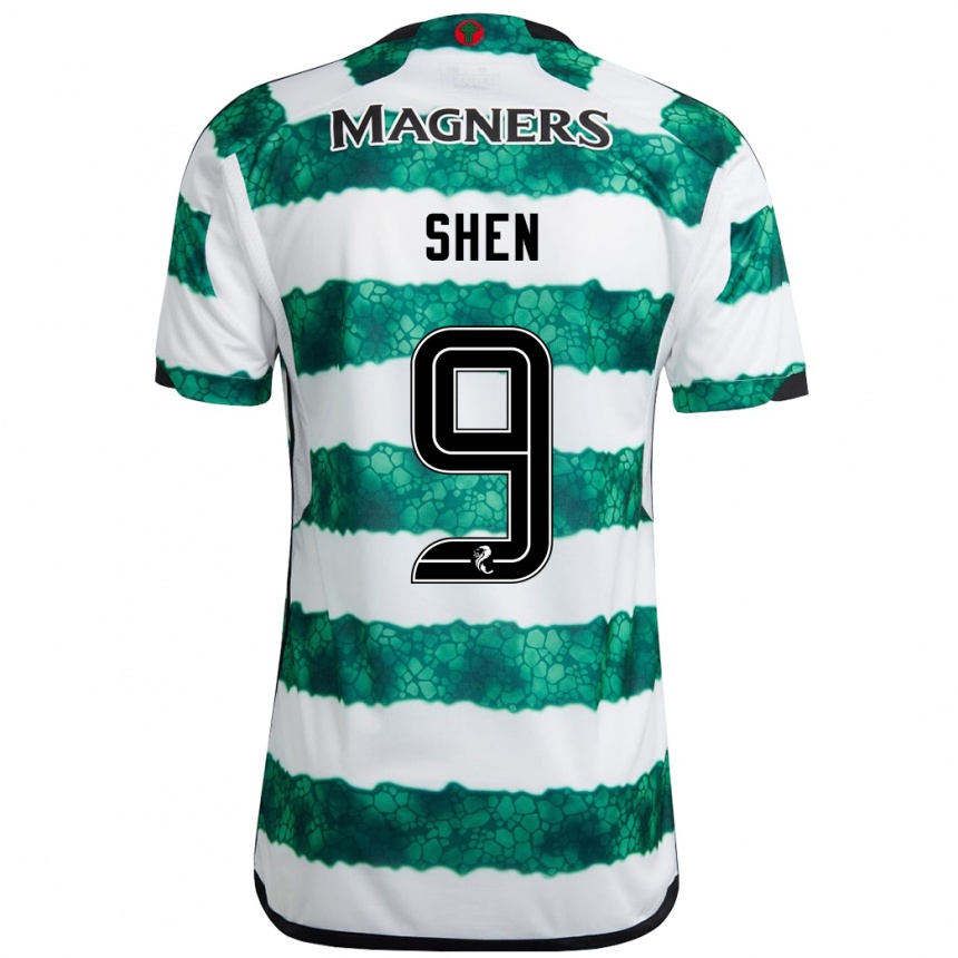 Niño Fútbol Camiseta Shen Mengyu #9 Verde 1ª Equipación 2023/24 Perú