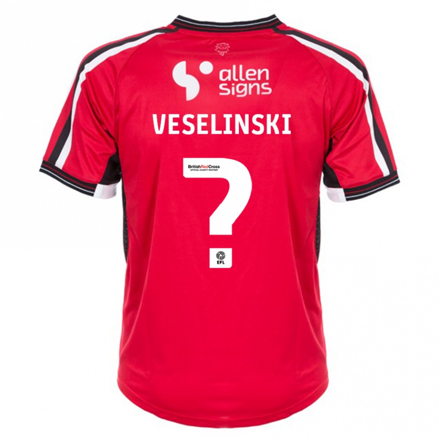 Niño Fútbol Camiseta Aleksandar Veselinski #0 Rojo 1ª Equipación 2023/24 Perú