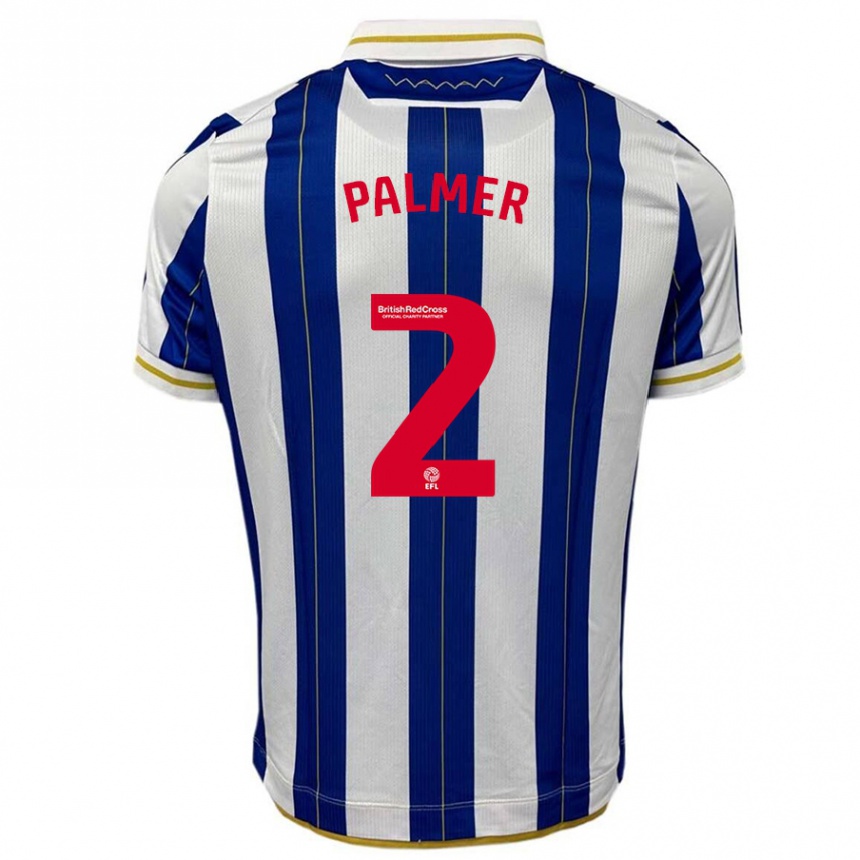 Niño Fútbol Camiseta Liam Palmer #2 Azul Blanco 1ª Equipación 2023/24 Perú