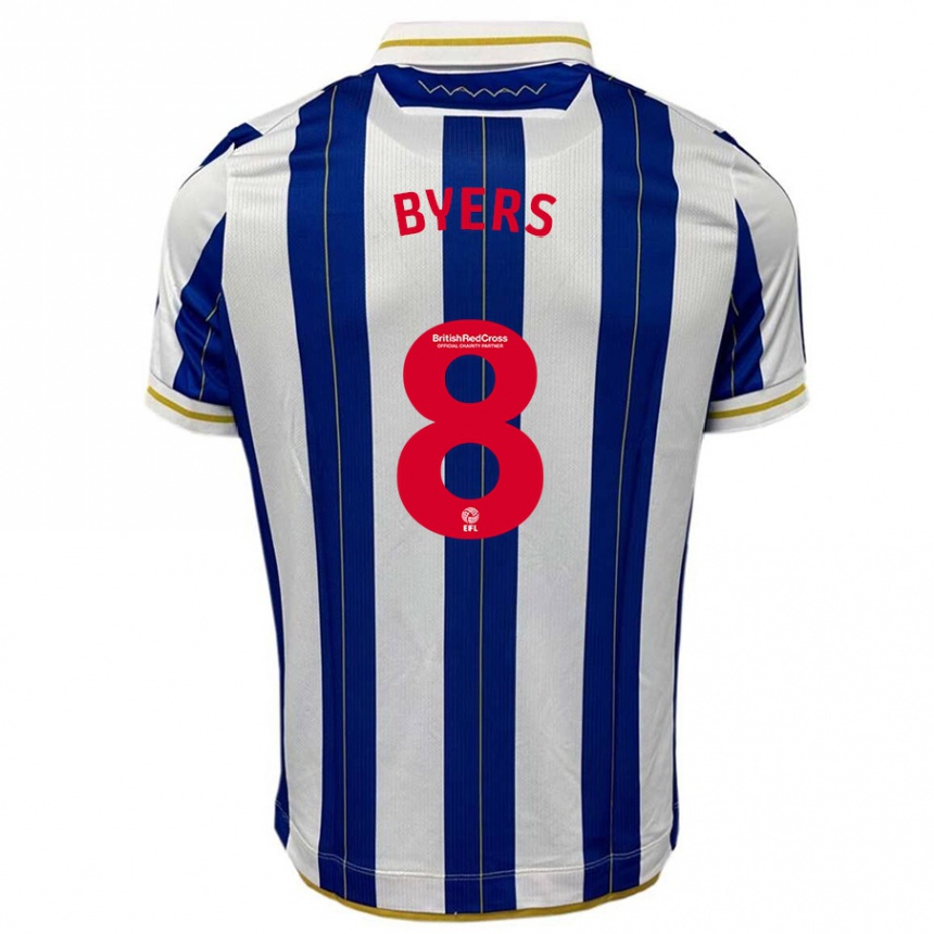 Niño Fútbol Camiseta George Byers #8 Azul Blanco 1ª Equipación 2023/24 Perú