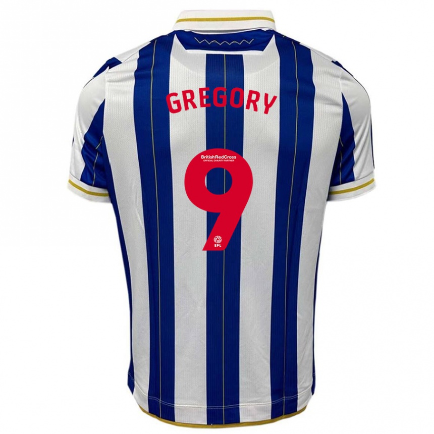 Niño Fútbol Camiseta Lee Gregory #9 Azul Blanco 1ª Equipación 2023/24 Perú