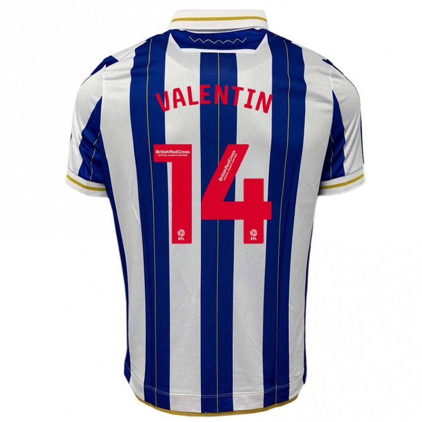 Niño Fútbol Camiseta Pol Valentín #14 Azul Blanco 1ª Equipación 2023/24 Perú