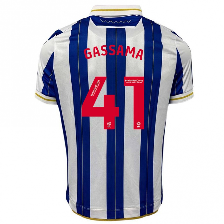 Niño Fútbol Camiseta Djeidi Gassama #41 Azul Blanco 1ª Equipación 2023/24 Perú