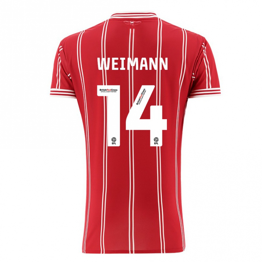 Niño Fútbol Camiseta Andreas Weimann #14 Rojo 1ª Equipación 2023/24 Perú