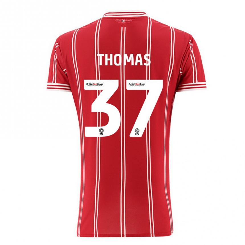 Niño Fútbol Camiseta Olly Thomas #37 Rojo 1ª Equipación 2023/24 Perú